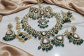 Luxury Kundan and Emerald Bridal Jewelry Set - Choker, Necklace, Earrings, Tikka, Hathphool