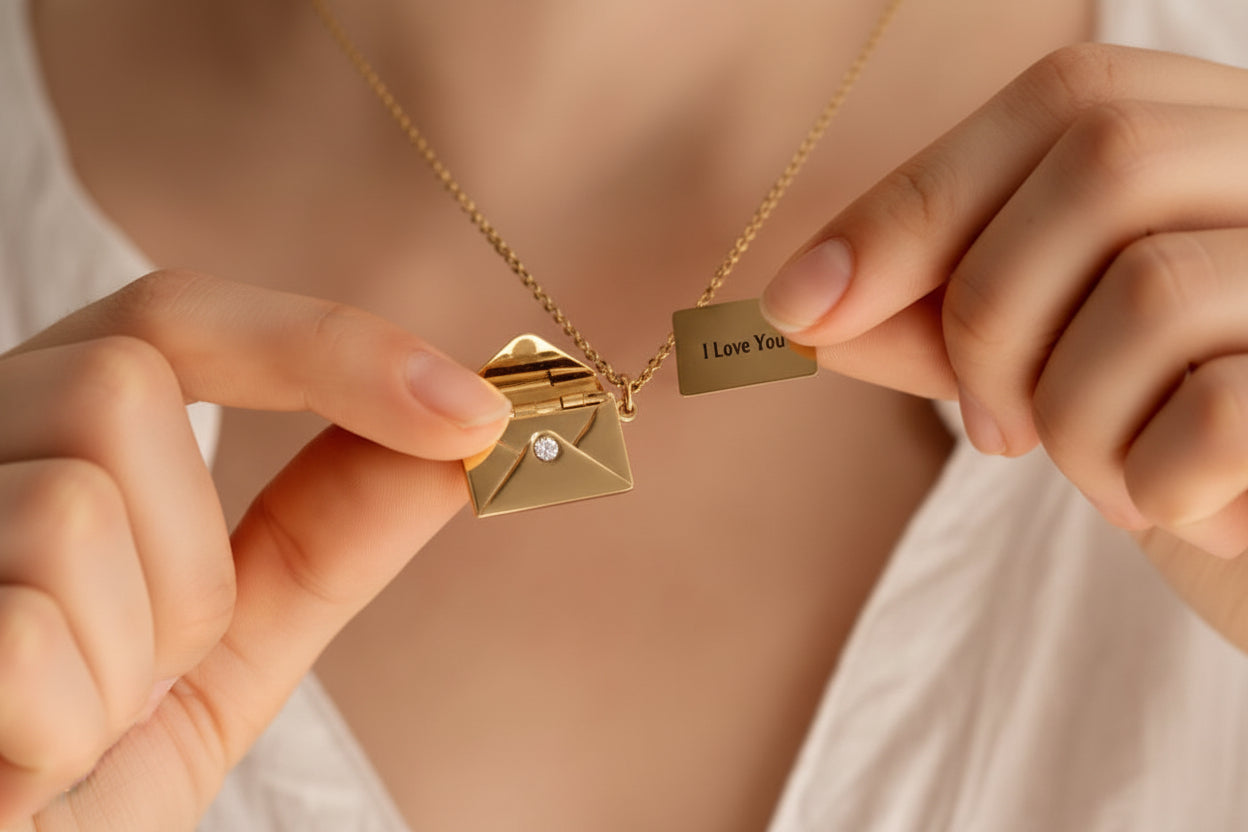 The Secret Love Letter: Personalized Envelope Locket Necklace