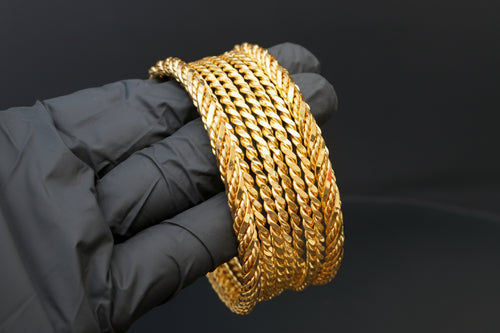 24K Gold-Plated Handcrafted Rope Twist Bangle Set
