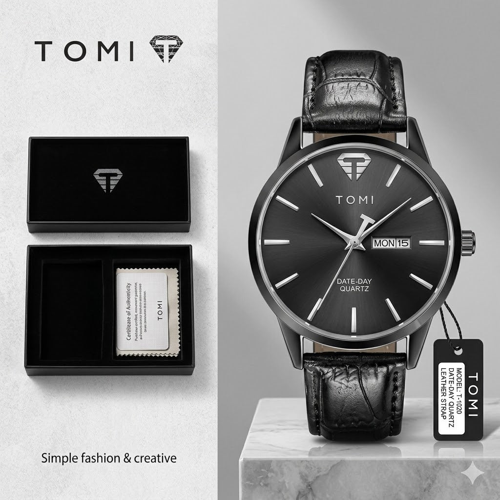 Luxury Rose Gold & Matte Black Dual-Tone Designer Quartz Watch