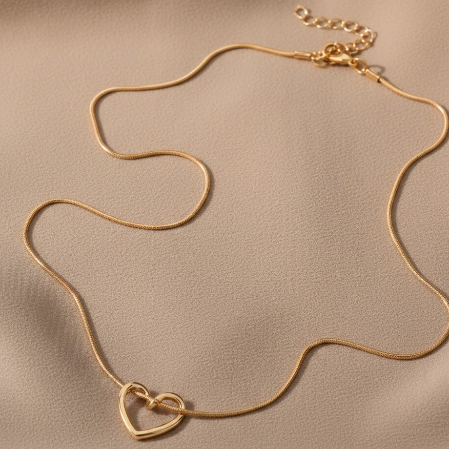 Elegant 14K Gold-Plated Interlocking Heart Pendant Necklace