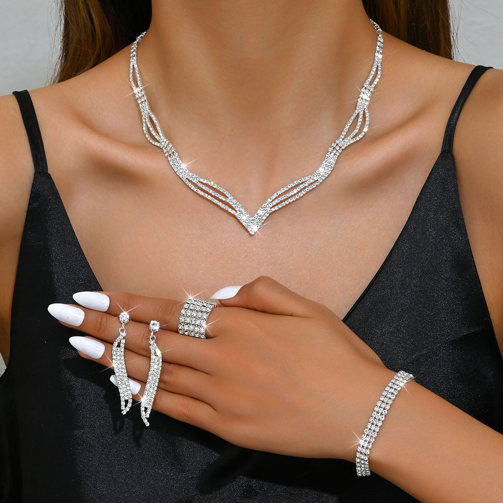 Diamond-Stream 4-Piece Luxury Jewelry Set | Full Glamour Collection