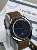 Square-Curved Luxury Quartz Watch with Textured Leather Strap