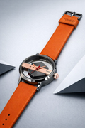 Timeless Elegance – Orange Leather Strap Skeleton Watch
