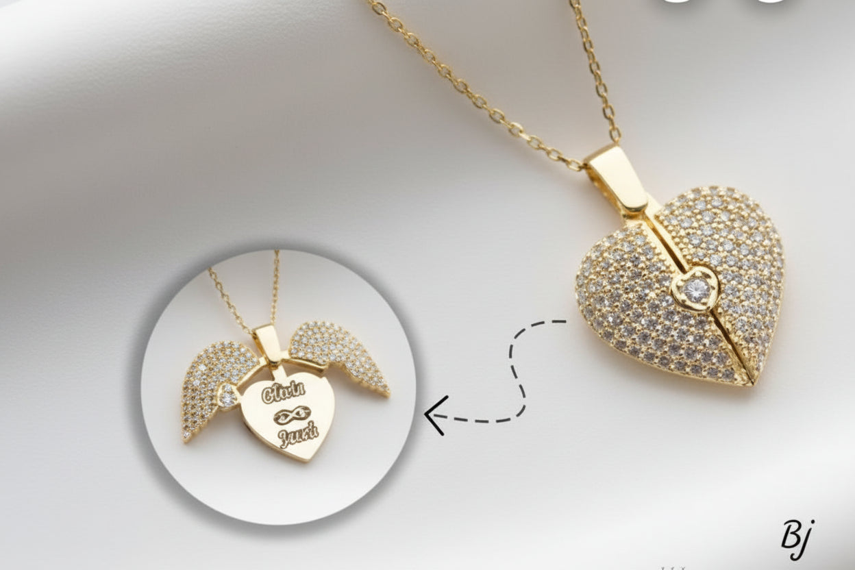 Expanding Wing Heart Locket Necklace
