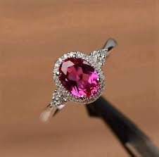 Oval Pink Zircon Double Halo Statement Ring